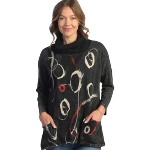 Jess & Jane "Ring Toss" Cozy Cowl Neck Top, Mineral Wash 100% Cotton Size L